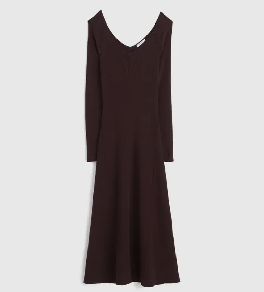 Signature Knit V Neck Midi Dress